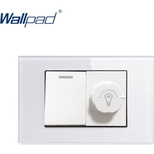 1 Gang 2 Way With Dimmer Wall light Switch Wallpad Luxury Tempered Glass Panel Rocker Button 118*75mm 16A AC 110-250V