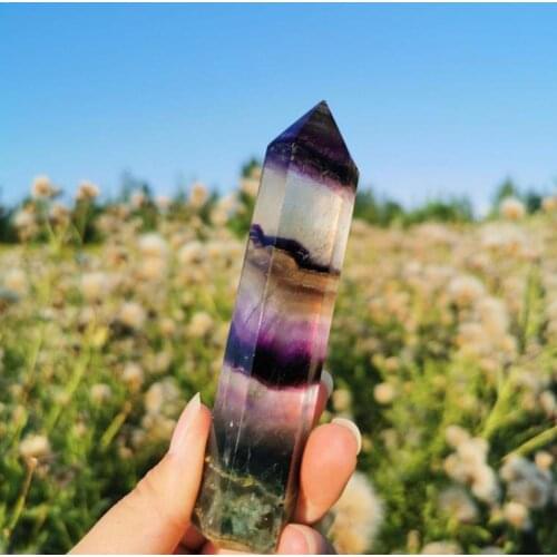 NewYear Gift Fluorite Crystal Bar Natural Fluorite Six Quartz Crystal Amethyst Prism Grindin Crystal Stone Handicraft Colum S3Y0