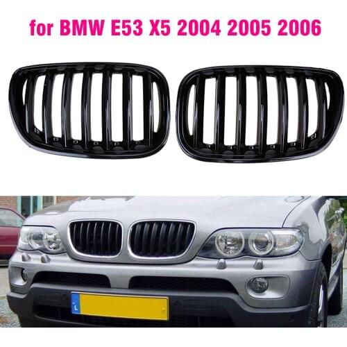 Front Gloss black kidney sport grilles Hood grill for BMW E53 X5 2004 2005 2006 Car Styling
