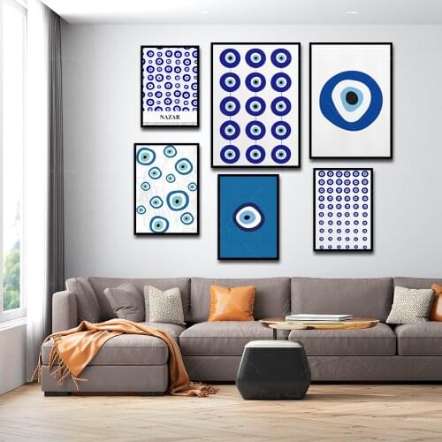 Evil eye print. Nazar Print. Turkish evil eye nazar Poster. Blue Greek evil eye print. Esoteric Wall Art. Evil eye wall art