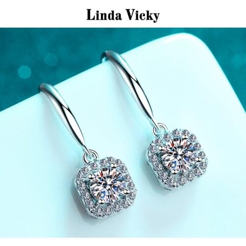 S925 Sterling Silver Stud Earrings Jewelry Test Pass Diamond Eardrop Fashion Luxury Girl Gift Perfect Cut Moissanite Ear hook