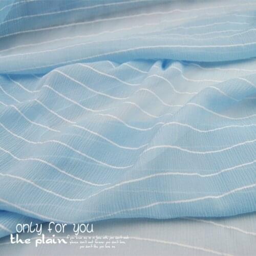 Silk Georgette Chiffon Fabric Dress Blue Striped Strips Hydrophobic Freak DIY Patchs Sewing