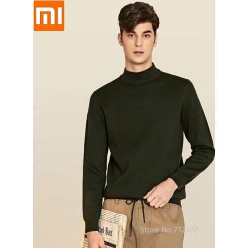 New Autumn Winter Men half high collar sweater Machine washable Comfortable and warm Breathable Casual knit Shirt