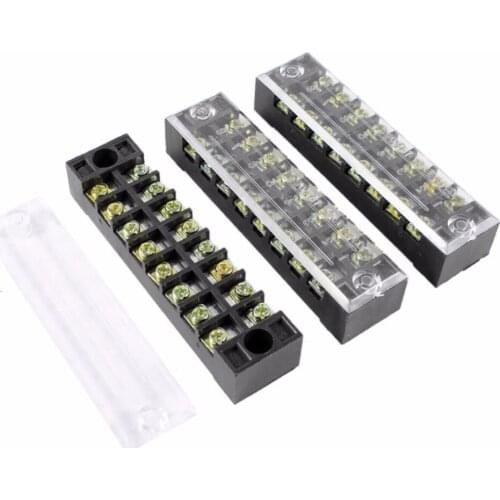 TB-1508 Terminal Row Fixed Terminal Plate Thick Block 600V 15A 8 Positions 3pcs Electrical Barrier Terminal Block Set