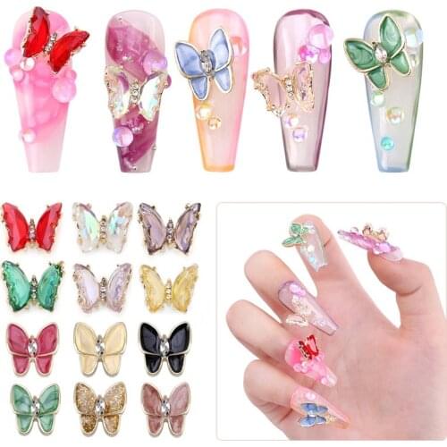 10Pcs Nail Crytal Butterlfy 3D Charms Nail Art Design Luxury Butterfly 3D Nail Art Charms For DIY Crafting Jewelry Accessories