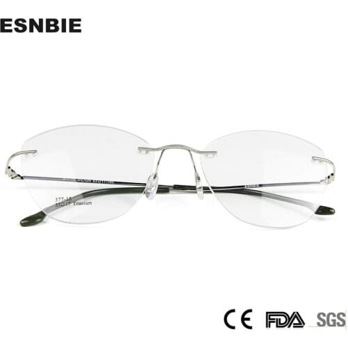 Ultra-Lightweight Titanium Eyewear Trendy Cat Eye Womens Rimless Prescription Eyeglasses Frame For Female Flexible Titan Glasses