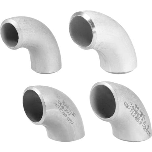 Uxcell 2pcs Long Radius 90 Degree Pipe Fitting Stainless Steel 304 Butt-Weld Elbow 18mm-60mm OD Schedule 10 Pipe Size