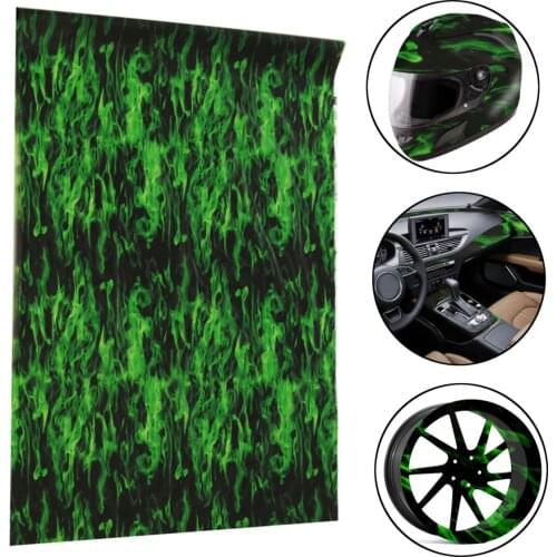Green Fire Water Dipping Transfer Fim Non Toxic PVA Hydrographic Film Hydro Dip Printing Film Moto Car Decals Stickers 50x150cm