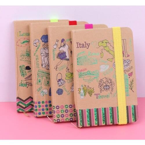 Travel Journal Notebook A5 Kraft Paper Cover Retro Handmade Leather Lined Journal Refillable Note Book for Taking Notes