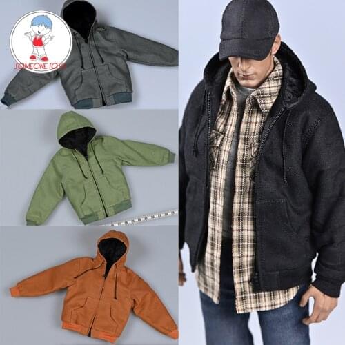 1/6 Male Soldier Figure 6 colors casual jacket Hooded coat with zipper plaid shirt for 12 inches Body model accessory