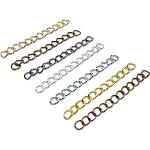 100pcs 50mm 70mm Necklace Extension Chain Alloy Bulk Bracelet Extended Chains Tail Extender For DIY Jewelry Making Accessories