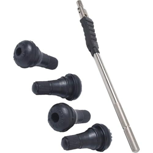 32.8mm Valve Stem Puller Installer Tool + 4 TR412 Black Rubber Valve Stems Full Kit