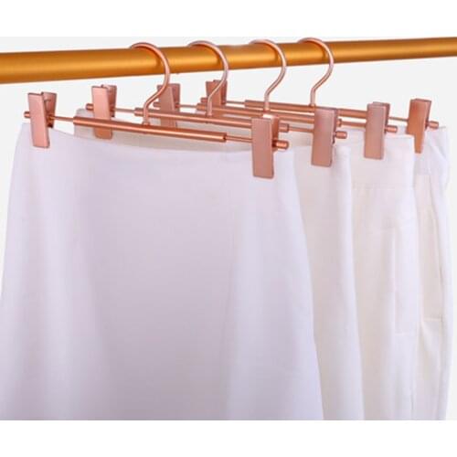5 pcs/lot Metal Trousers Hangers Aluminium Alloy Pants Racks Non-slip Seamless Clothes Hanging Size Adjustable Hook Portable