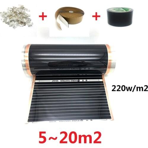 5m2~20m2 Carbon Infrared Heating Film Korea Warm Floor Mat with Clamps Insulation Pastes