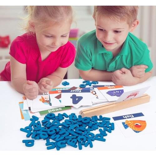 78pcs Wooden Letters Montessori Spell word game Early Learning Jigsaw Alphabet Puzzle Preschool Educational Toys for Children