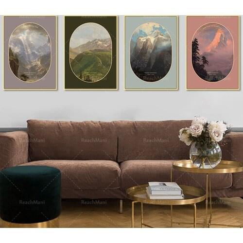 Albert Bierstadt, Sunrise on the Matterhorn (1875), classic painting photo poster printing art gift home wall decoration landsca