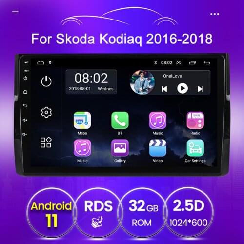 Car Multimedia stereo For Skoda Kodiaq 2016 2017 2018 2019 2020 Quad core Android 11 Navigation GPS 2 din bluetooth wifi Audio