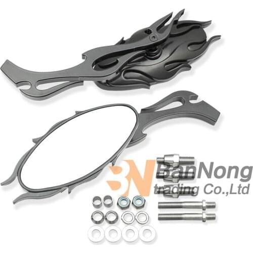 Free shipping Motorcycle ALL Metal Flame RearView Mirrors For YAMAHA XV125 XV250 XV400 XV535 XV700 XV750 XV1100 Vulcan 400 800