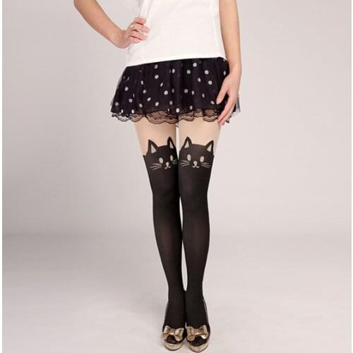 CUHAKCI Spring Summer Black Pantyhose Sexy Tights New Hot Print Patchwork Women Tights Elastic Thin Pantyhose