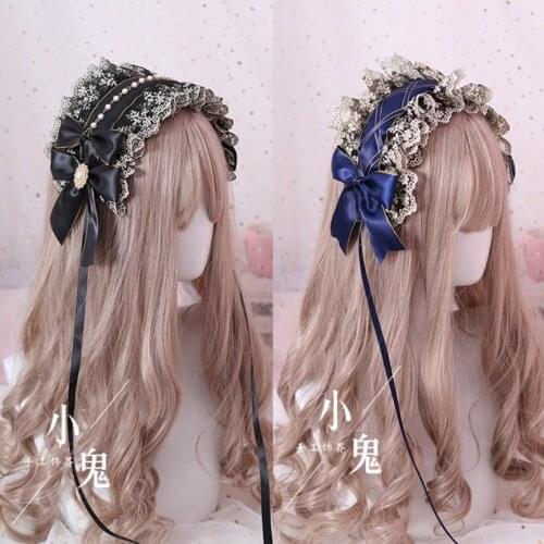 Childrens Lolita Hair Band Headdress Bowknot Lace Princess Hair Accessories Hairpin Spain Retro Palace Headdress A95
