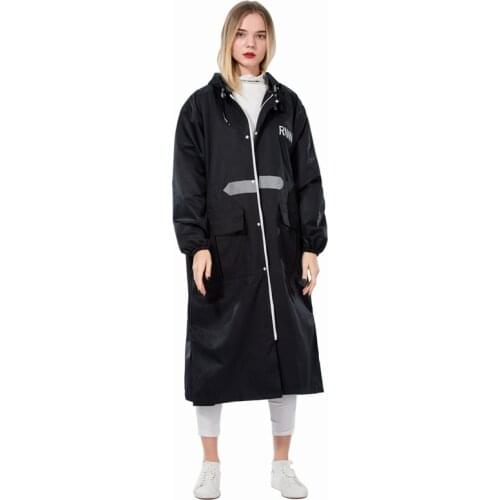 2020 Hot selling fashion long raincoat for adults long sleeve women waterproof hooded rain coat lightweight rain poncho