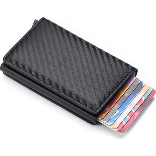 BISI GORO Rfid Blocking England Style Men Wallet PU Leather Anti-theft Security Credit Card Holder Unisex Aluminum Mini Wallets