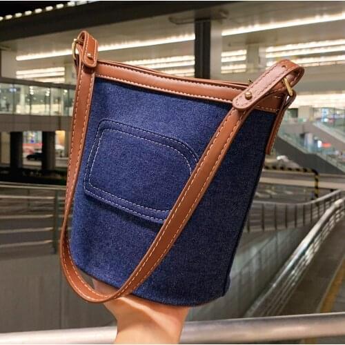 Bucket Small Bag Female 2021new Autumn Fashion One-shoulder Messenger Bag Western Style Large-capacity Color Matching Female Bag