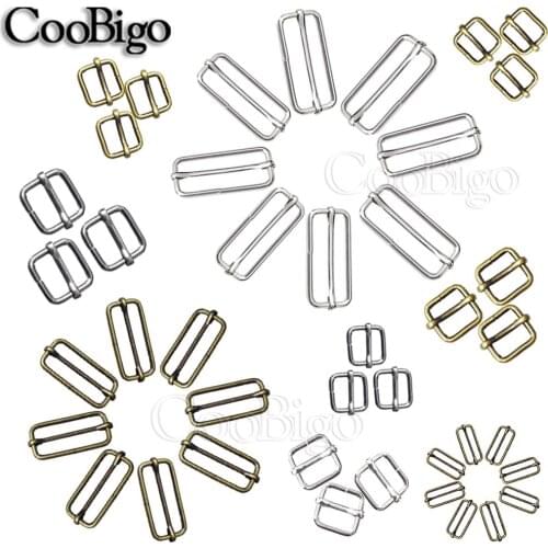 5pcs/pack Metal Slides Tri-Glides Wire-Formed Roller Pin Buckles Strap Slider Bag Band Rectangle Adjuster Belt Buckles