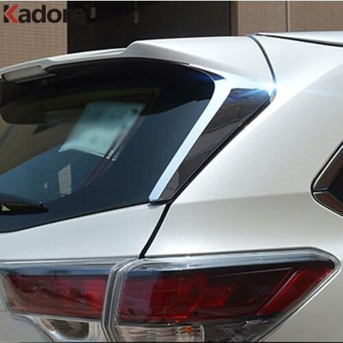 Rear Window Spoilar Triangle Cover Trim For Toyota Highlander 2015 2016 2017 2018 2019 ABS Chrome Car Styling Accessories 2pcs