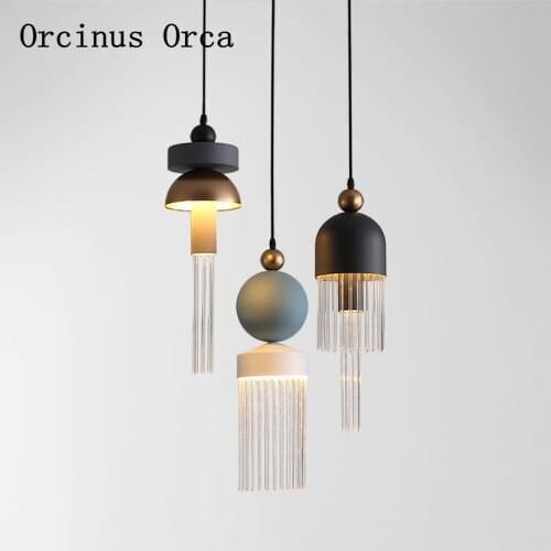 Nordic modern compact LED glass chandelier Restaurant Bar fashion creative color geometric Chandelier free shipping
