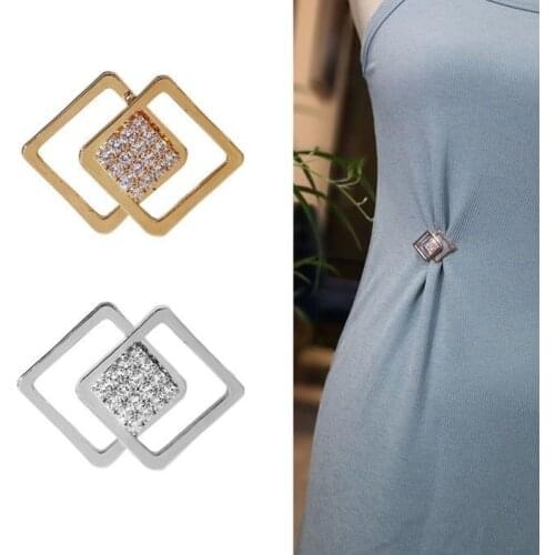 New Fashion Double Rhombus Brooch Pendant Pearl Rhinestone Simple Charm Brooch Pin Badges Clothes DIY Fashion Jewelry Gift Lady
