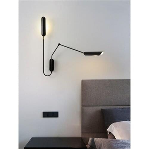 Industrial Adjustable With Switch Wall Lamp Creative Long Arm Reading Bedside Vintage Retro Led E27 Wall Light Fexibleable Black
