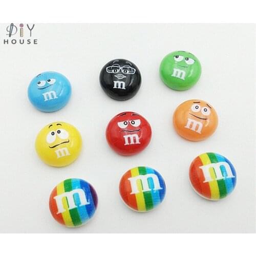 10/20/30Pcs Rainbow Chocolate Candy M Beans Flatback Planar Resin Color DIY Craft Basteln Phone Shell Decor Accessories Material