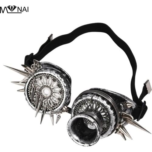 Retro Men Women Welding Steampunk Goggles Rivets Chain Glasses Cosplay Spikes Party Punk Goggles