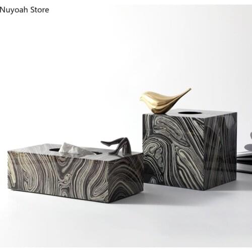 Modern Household Wooden Tissue Box High-end Light Luxury Tissue Box Living Room Dining Room Napkin Storage Ornaments Pumping Box