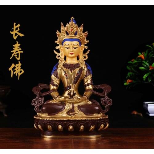 Buddha statue/ Gilded copper imitation Nepal semi pure Tibetan Buddha amitayus Buddha amitayus 21cm/free shiping
