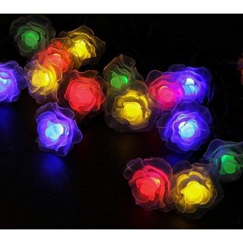 AC220V 10/20/30/50M LED Rose Flower Christmas Lights Holiday String Lights Valentine Wedding Decoration Flower Bulbs LED Lamp