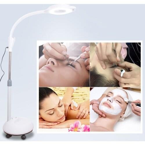 LED Beauty Cold Light Lamp Magnifying Glass Retractable Adjustable Floor Nail Eyelash Portable Shadowless Embroidery Lamp