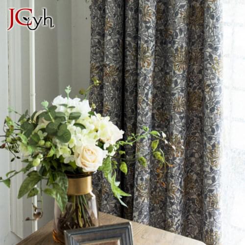 European Style Luxury Blackout Curtains For Living Room Window Bedroom Gray Retro Floral Blackout Curtains Tend Blinds Vorhang