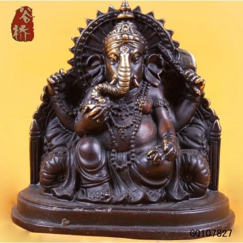 Thailand Buddhism Tantra Geneisha Elephant Headed God Statue Bddha Figure God of Victory