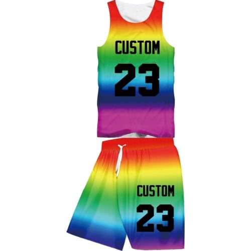 UJWI Custom 2 piece set Vest basketball jersey Shorts Outfit funny Cartoon Sportswear Custom team Sports Uniforms Training men