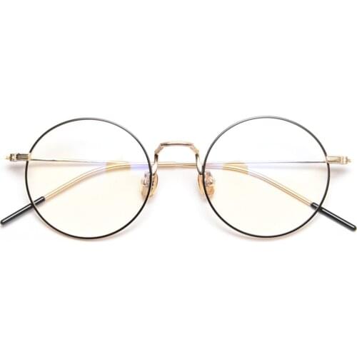 Veshion Full Frame Gold Metal Glasses for Women Retro Style Anti Blue Light Vintage Round Glasses Frame for Men Clear Lens
