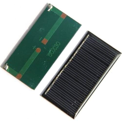 0.25W 5V 50MA Mini Polycrystalline Solar Cell Module DIY Solar Panel Charger For 3.6V Battery Light Study 60*30MM Epoxy 50pcs