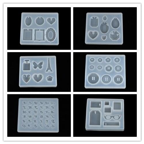 1PCS Craft DIY Transparent UV Resin Liquid Silicone Mold 6 Styles Pendant Charms For DIY Earrings Necklace Making Jewelry