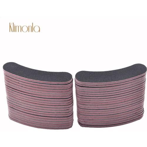 100pcs Black Mini Wooden Nail Files 100/180 Grit Curve Banana Shape Sandpaper Sanding Manicure Pedicure Salon Professional Tools