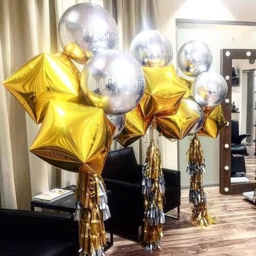 20pcs 24 inch 4D Cube Diamond Ball round Balloons Rose Gold Gold Silver Balloons Birthday party Wedding Decoration Kids Toy ball