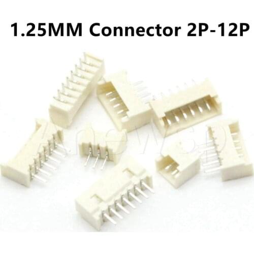 20PCS MICRO JST 1.25MM Pitch 2P/3P/4P/5P/6P/7P/8P/9P/10P/11P/12P Straight Needle Seat Socket Type Connector