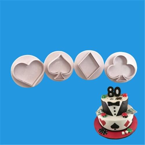 4pcs/set Poker Card Cookie Mold 3D Stainless Steel Cake Mould Fondant Bread Cookie Cutter Kitchen Wedding Baking Tools Supplies