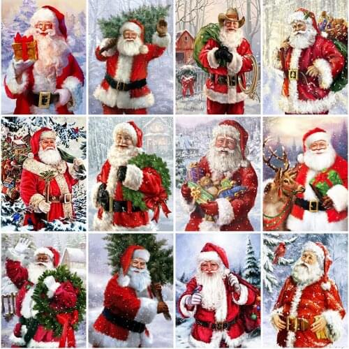 Diamond Painting Santa Claus Full Square Round 5D DIY Diamond Embroidery Winter Mosaic Craft Kit Christmas Decorations