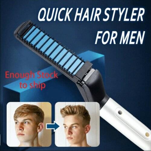 Dropship Quick Beard Straightener Styler Comb Multifunctional Hair Curling Curler Show Cap Tool Electric Hair Styler for Men